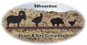 Compare silhouettes in shape and size according to shooting range 